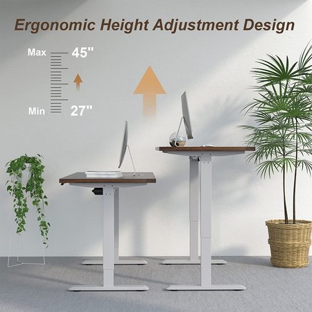We'Re It Lift it, 48"x24" Electric Sit Stand Desk, Effortless Touch Up/Down, Walnut Block Top, Silver Base VL12BS4824-WNB